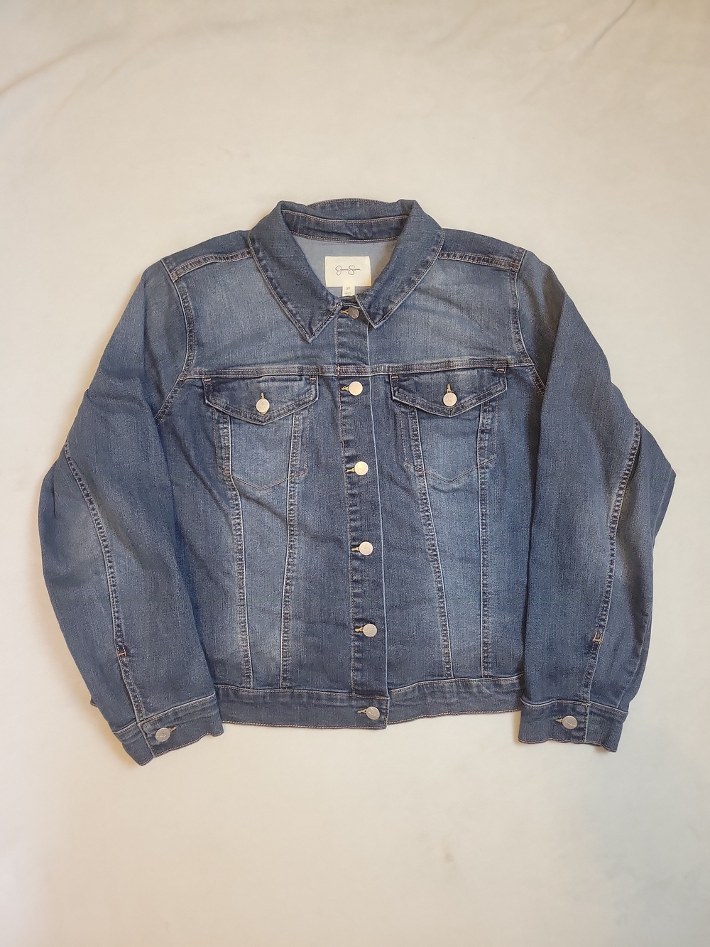Jessica Simpson Plus Size 3X Denim Jacket Button Front Dark Blue